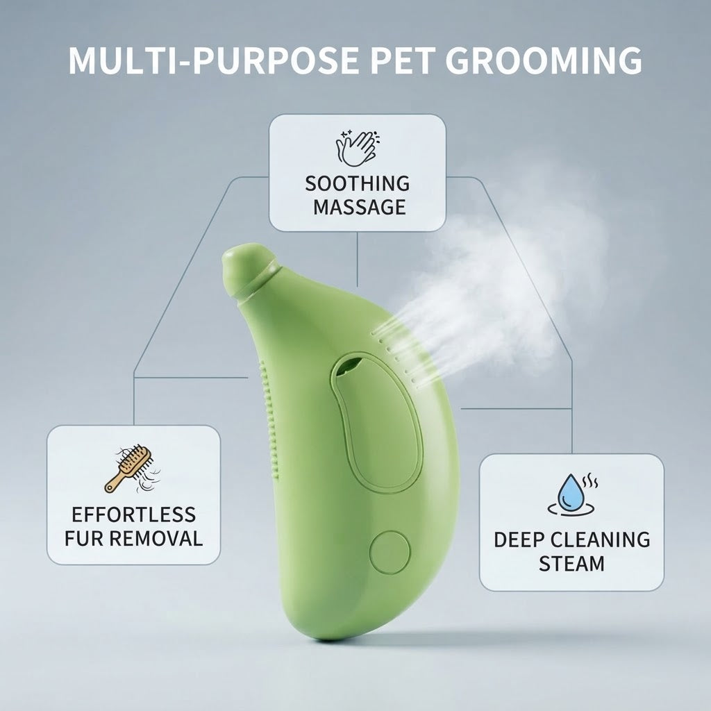 Steam Cat Brush Self-Cleaning Grooming Comb for Cats & Dogs, USB Rechargeable Massage & Hair Removal Tool