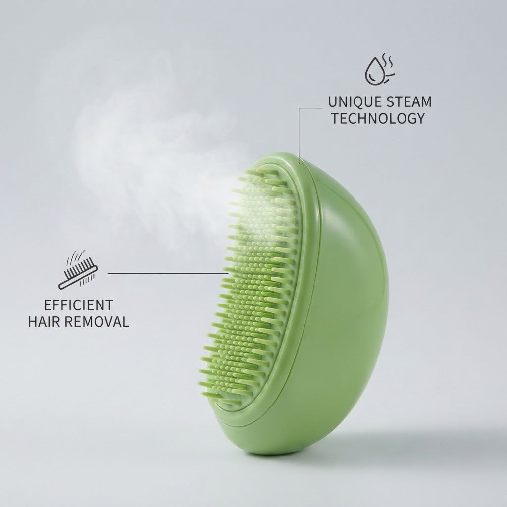 Steam Cat Brush Self-Cleaning Grooming Comb for Cats & Dogs, USB Rechargeable Massage & Hair Removal Tool