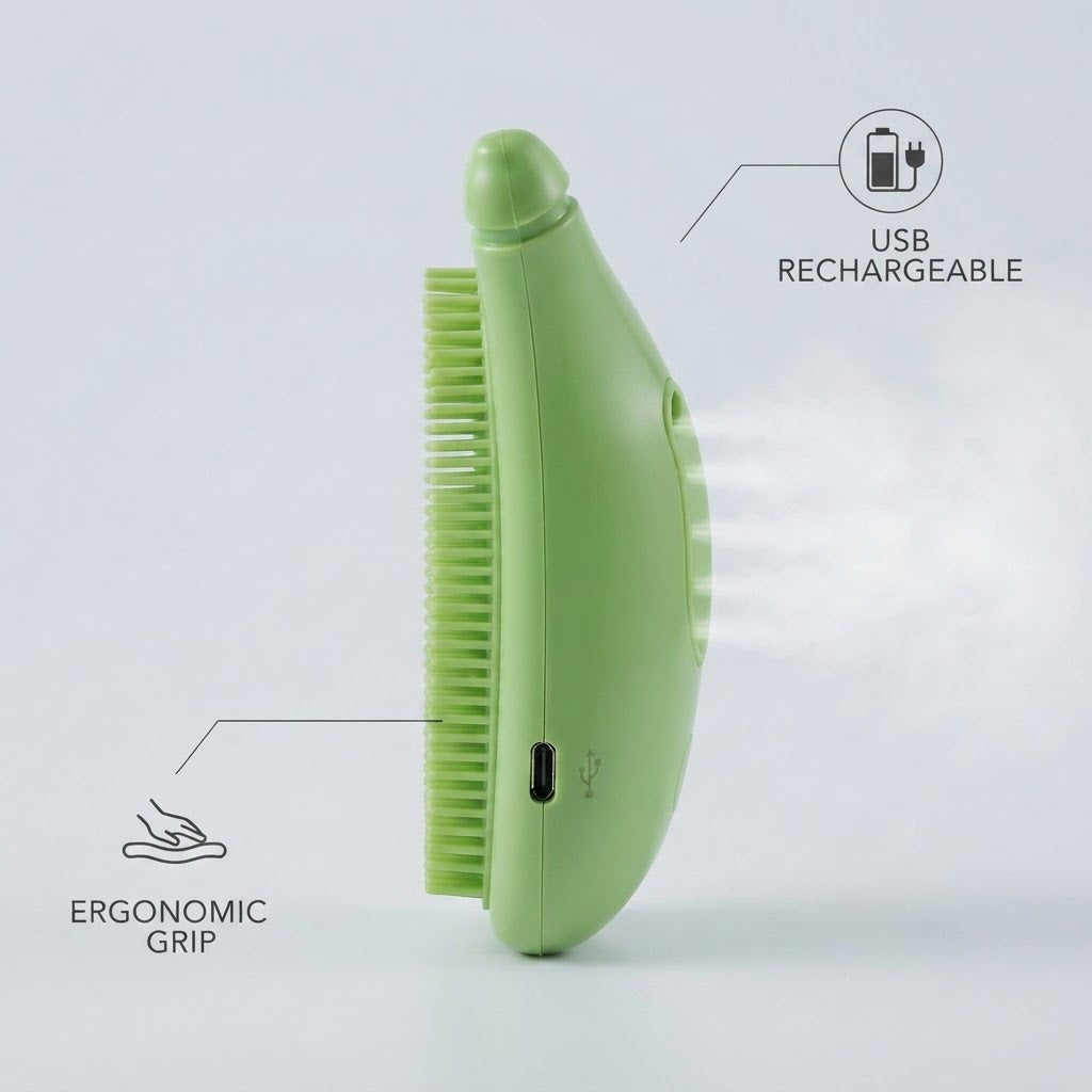 Steam Cat Brush Self-Cleaning Grooming Comb for Cats & Dogs, USB Rechargeable Massage & Hair Removal Tool