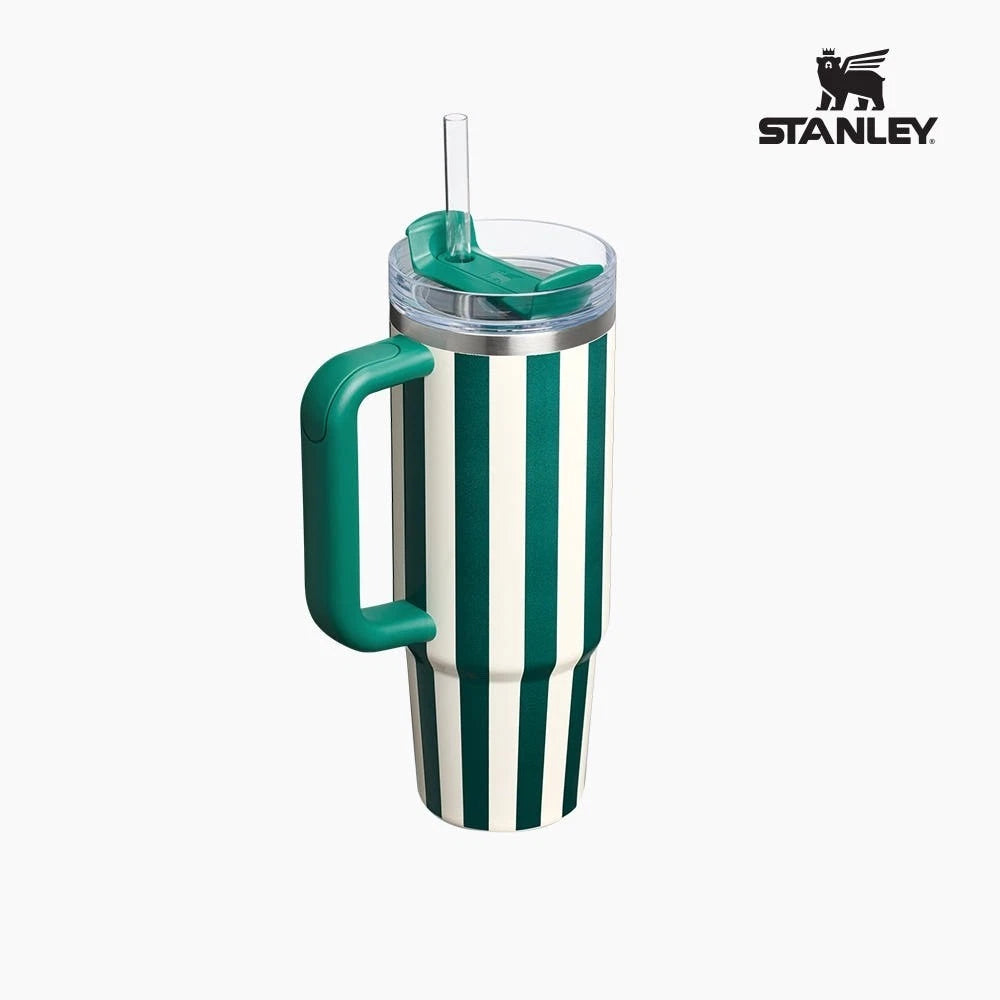 Stanley Quencher Emerald Stripe Cabana Gloss Tumbler 887ml 30oz NEW